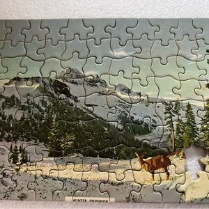 Perfect Picture Winter Splendor Nature Mini Jigsaw Puzzle Deer Forest Vintage